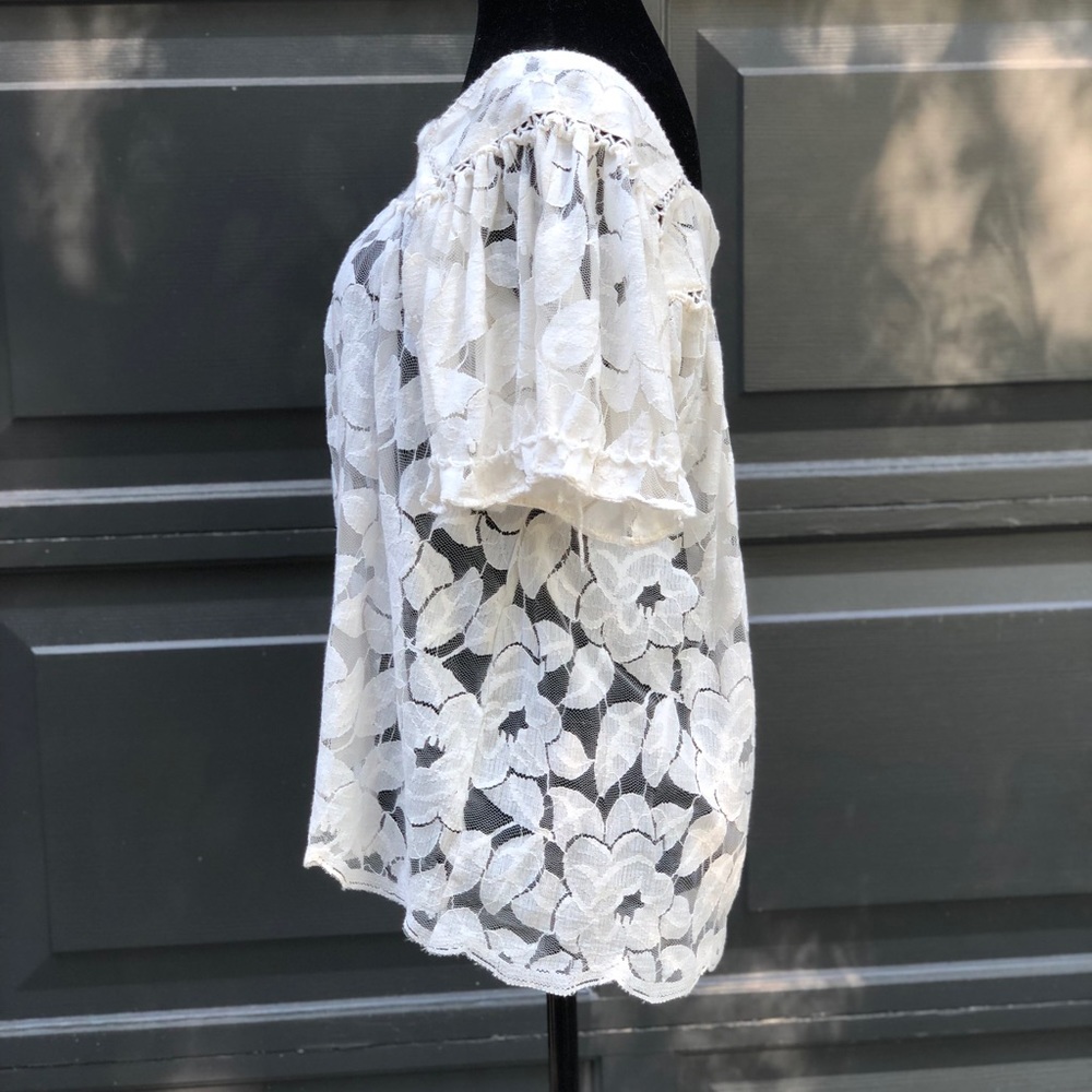 🍒SOLD Trulli Ivory Sheer Lace Top Medium EUC - Picture 4 of 4